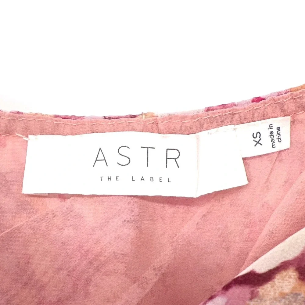 ASTR the Label Nayeli Pink Floral Print Top XS EUC Coquette Cottagecore Festival